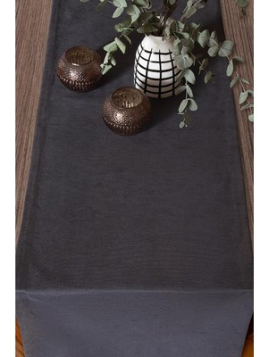 Store Fabric Design Kadife Dokulu Modern Antrasit Runner