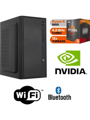 Asus Şafak-Ofis Pc Amd Ryzen 5 5500 16GB Ram 500GB M.2 SSD GT 4GB Ekran Kartı  600W Win 11 Pro Wi-Fi Masaüstü Iş ve Ofis Bilgisayarı