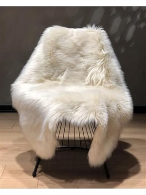 Kuzu Post Üst Kalite Tüy Dökmez Yıkanabilir Yumuşak Dokulu Peluş Halı, Kemik, 80 x 100