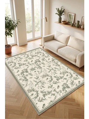 Decomia Home Dijital Kaymaz Yıkanabilir Çiçekli Salon Halısı Mutfak Halısı Koridor Halısı