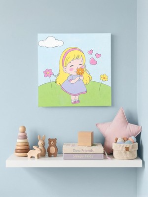 Lexroo Yeni Doğan HEDIYESI%100 El Yapımı Akrilik Tablo - 20X20 cm Bebek Odası Kanvası