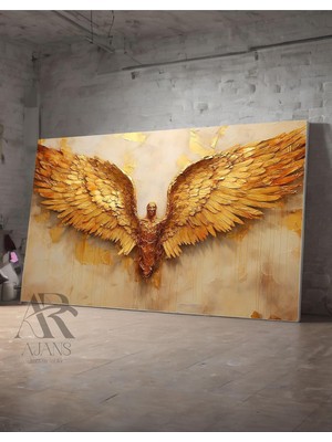 Lexroo Altın Kanatlı Melek Dekoratif Kanvas Tablo 35 x 50