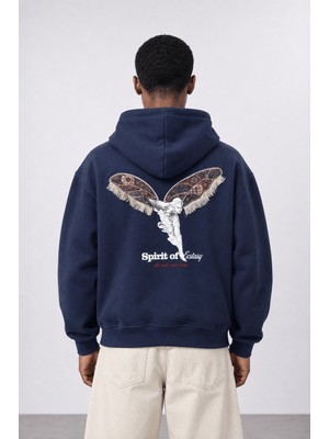 Respire Erkek Spirit Patch Detaylı Oversize Hoodie Lacivert