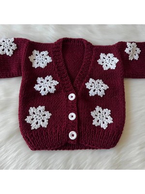 Crop Bebek Hırkası>çocuk Giyim>kar Tanesi>bebek Hediyesi>el Örgüsü