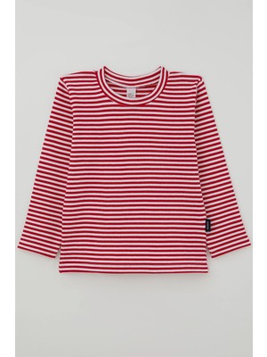 Breeze Kız Bebek Uzun Kollu Tişört Çizgili 9 Ay - 3 Yaş , Kırmızı