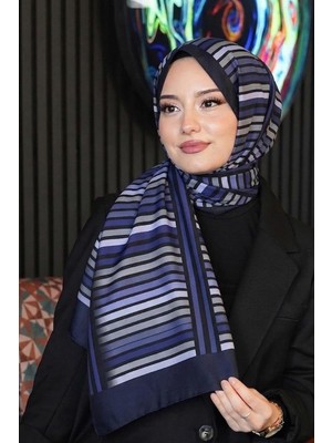 Store Çizgili Desen Mor Soft Pamuk Şal Çok Renkli 47