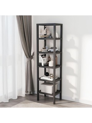 Store 6 Katlı Köşe Rafı | Banyo, Mutfak ve Kiler Için Yer Tasarruflu Organizer | Çok Amaçlı Plastik Raf | 3 Farklı Renk Seçeneği (38X29X152 Cm) Dikey ve Yatay Kullanım (Siyah)