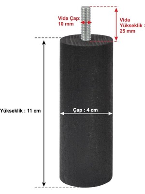 Store Ahşap Mobilya Baza Koltuk Kanepe Ayağı Vida Çapı 10 mm Siyah