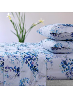 Store Azores Home Jolie Baskılı Derin Cepli Çarşaf Seti Büyük Boy Düz - Kraliçe. Mavi