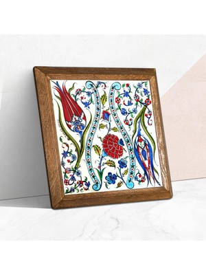 Store Pinecone Çini Sanatı Lale Taş Duvar Tablosu - Ahşap Çerçeveli Taş Tablo - 25X25 cm - Dekoratif Duvar Sanatı - Modern Ev ve Ofis Duvar Dekoru W1-185