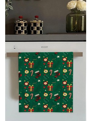 Khi-Zai Yeşil Yeni Yıl Temalı Yılbaşı Fırın Mutfak Havlusu 30X50CM