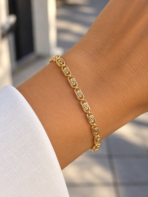 Mare Butik Spiral Desenli Gold Bileklik