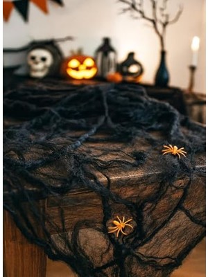 Siyah Dekoratif Esnek Örümcek Ağı Halloween Parti Süsü