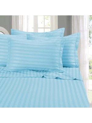 Store Stripe Bed Sheets Yatak Örtüsü, Akuamarin, Çift Kişilik