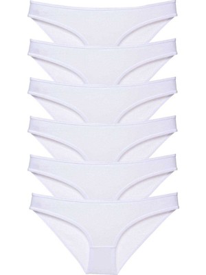 Royaleks 6 Adet Süper Eko Set Likralı Kadın Slip Külot Beyaz