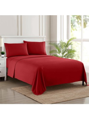 Store Nevresim Takımı, Iplik Sayısı 1800, Yumuşak Mısır Kalitesi, Fırçalanmış Mikrofiber, Çarşaflı Lüks Nevresim Takımı, Lastikli Çarşaf, 2 Yastık Kılıfı, Büyük Boy Yatak, Kırmızı