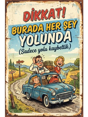 Lucena Retro Metal Levha Esprili Komik Yazılı Vintage Duvar Panosu Tablo 20X30 cm