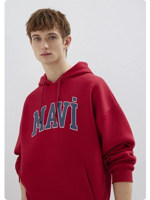 Jack & Jones Mavı M067149  Mavı Baskılı Kapusonlu Sweatshırt