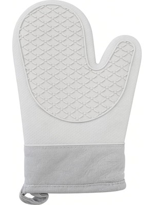 Store Premium Fırın Eldiveni, Isıya Dayanıklı Silikon, 250°C Koruma, Kaymaz Yüzeyli, Pamuk Astarlı, 28X18 Cm, Tekli (Gri)