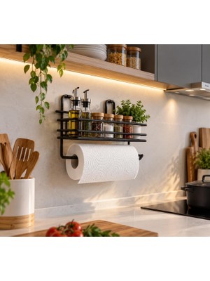 Store Yapışkanlı Raflı Havlu Askısı,baharatlık Askısı,kağıt Havlu Askılı Duvar Tipi Baharatlık ve Şampuanlık, Banyo ve Mutfak Için Uygun,delmeden Vidalamadan Kolay ve Pratik Montaj (Havlulukluraf)