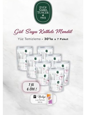 7 Al 6 Öde Gül Suyu Yüz Temizleme Mendili 30'lu, Pamuk Hediyeli