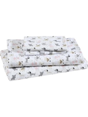 Store Baskılı Mikrofiber Çarşaf Seti, Yumuşak Rahat Kolay Bakım, 12" Derin Cepli 1 Lastikli Çarşaf, 1 Düz Çarşaf, Yastık Kılıfı, Kral, Beyaz Köpek Aşkı Içerir