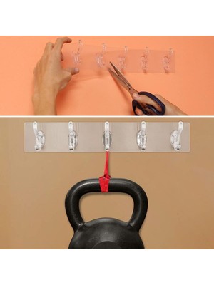 Store ® 5'li Güçlü Yapışkanlı Şeffaf Duvar Askısı Banyo Mutfak Düzenleyici Pratik Askılık