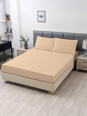 Store Ranforce Akfil Bej Lastikli Çarşaf Yastık Kılıflı Tek Çift Kişilik Battal Boy Fitted Çarşaf Seti Krem 120 x 200 160 x 200