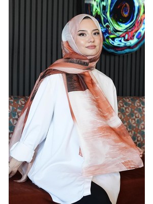 Store Soyut Desen Açık Kahverengi Soft Pamuk Şal Yavruağzı