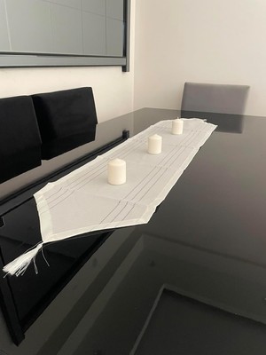 Store Runner Leke Tutmaz Dertsiz Kumaş Dekoratif Çeyiz KREM35 x 140 cm
