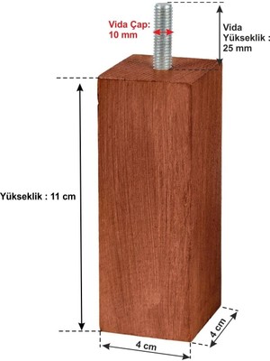 Store Ahşap Mobilya Baza Koltuk Kanepe Ayağı Vida Çapı 10 mm