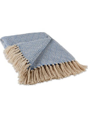 Store Diamond Throw Koleksiyonu Pamuk Dokuma, 50X60, Taş Yıkama Mavisi