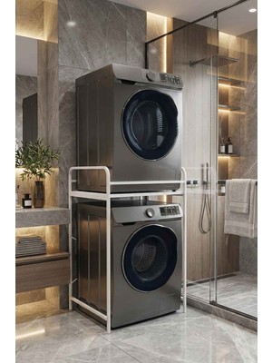 Bezos Çamaşır Makinesi Rafı Metal Beyaz 66 cm