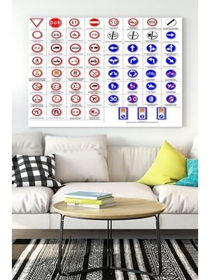 PSTER18142 Trafik Işaretleri Eğitim Kanvas Tablo 40 x 60