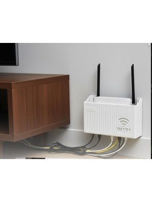 Kablo; Dekoratif Modem ve Saklama Kutusu, Duvara Monte Edilebilir Plastik Router Gizleyici, Ev ve Ofis Için Düzenleyici Wi-Fi Kutusu (25X15X6 Cm), Beyaz