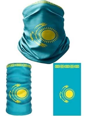 Multifunctional Flag Of Kazakhstan Seamless Uv+Face Mask Headband Bandana Do Rag Hairband