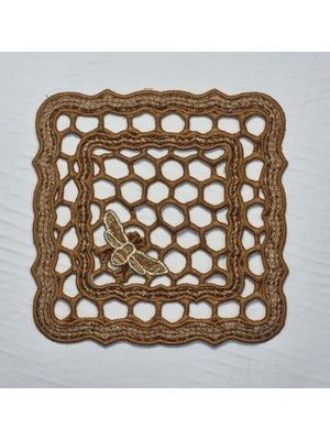 Store El Yapımı Petek Bardak Altlığı - Modern Mutfak Dekoru - 1 Servis Altlığı (Hardal)