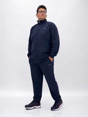 Ramon Miele Büyük Beden Dik Yaka Fermuarlı Beli lastikli İpli Cep Detayli Paraşüt Kumaş Erkek Eşofman Takımı