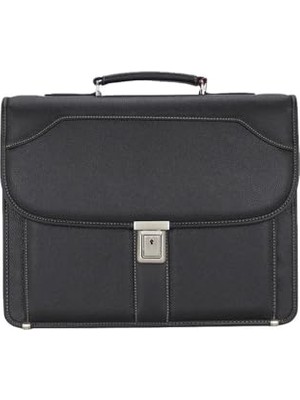 Erkek Evrak Çantası; 15.6 Inç Laptop Uyumlu, Kahverengi Suni Deri, 39X30X13 Cm, Omuz Askılı (Siyah)