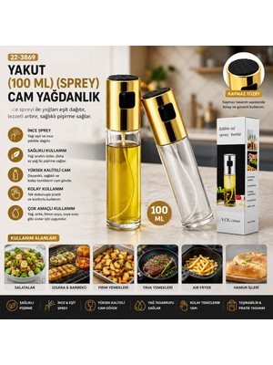 Aydogan's 100 ml Sprey Cam Yağdanlık Krom - Renkli Sprey Kafa - Ince Uzun Şişe