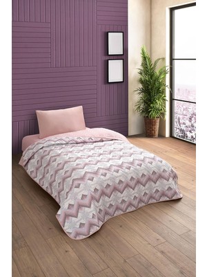 Aydogan's Tek Kişilik Desenli Kapitone Çift Taraflı Renkli Pike Yatak Örtüsü Takımı 160X230 cm (Çarşafsız) (Pudra)