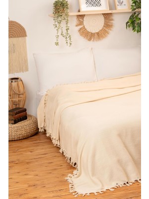 Aydogan's %100 Pamuklu Çift Kişilik Pike, Koltuk Örtüsü, Çok Amaçlı Örtü 200X240 (Natural)