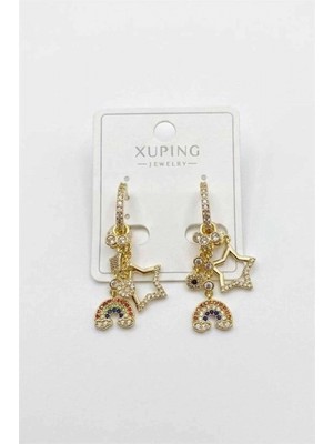 Pileli Store Gökkuşağı Charm Küpe - Altın