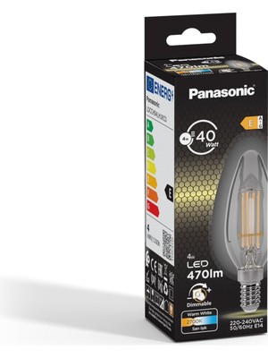 Aydogan's Panasonic E14 Dim Edilebilir Filaman Lamba 4W 470LM 2700K Clear