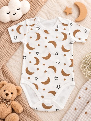 Bulut Anne ve Çocuk Kısa Kollu %100 Pamuklu 1.kalite Kumaş Renkli Desenli Çıtçıtlı Body