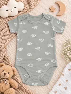 Bulut Anne ve Çocuk Kısa Kollu %100 Pamuklu 1. Kalite Kumaş Çıtçıtlı Body 3-6 Yaş Unisex Renkli Desenli