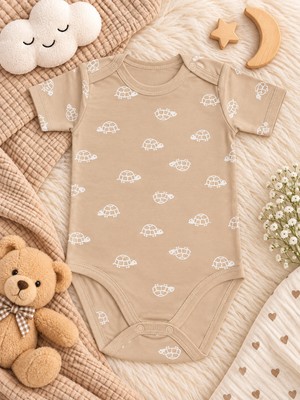 Bulut Anne ve Çocuk Kısa Kollu %100 Pamuklu 1. Kalite Kumaş Çıtçıtlı Body 3-6 Yaş Unisex Renkli Desenli