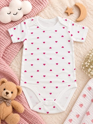 Bulut Anne ve Çocuk Kısa Kollu %100 Pamuklu 1.kalite Kumaş Renkli Desenli Çıtçıtlı Body