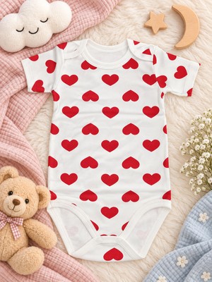 Bulut Anne ve Çocuk Kısa Kollu %100 Pamuklu 1.kalite Kumaş Renkli Desenli Çıtçıtlı Body