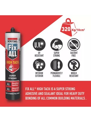 Aydogan's Fix All Yüksek Güçlü High Tack Montaj Yapıştırıcısı Beyaz 290 ml